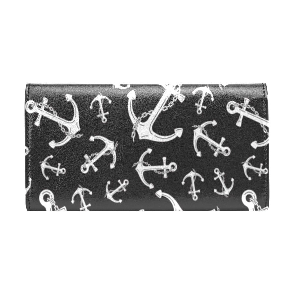 Anchor Black White Women's Trifold Wallet