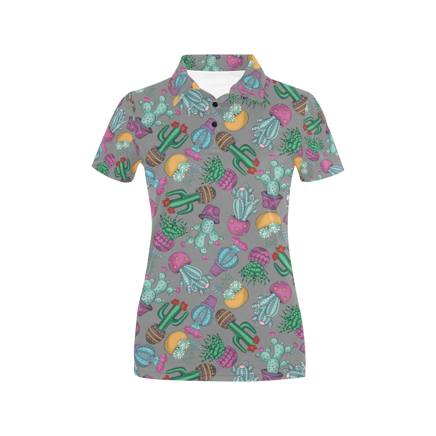 Cactus Colorful Print Pattern Women's Polo Shirt