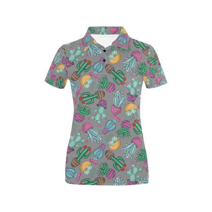 Cactus Colorful Print Pattern Women's Polo Shirt