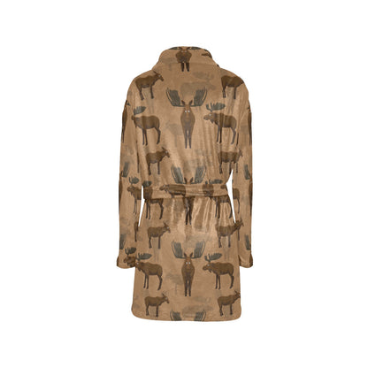 Moose Pattern Print Design 03 Women's Fleece Robe