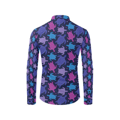 Sea Turtle Print Design LKS309 Men's Long Sleeve Dress Shirt
