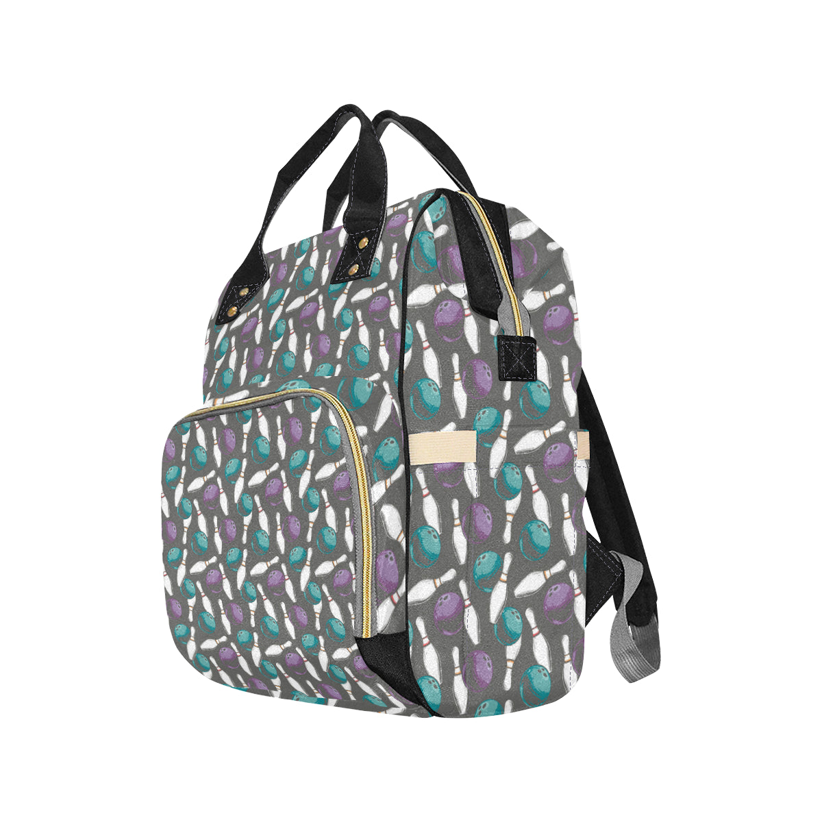 Bowling Pattern Print Design 03 Diaper Bag Backpack