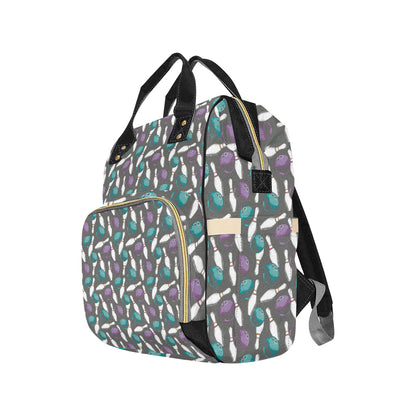 Bowling Pattern Print Design 03 Diaper Bag Backpack