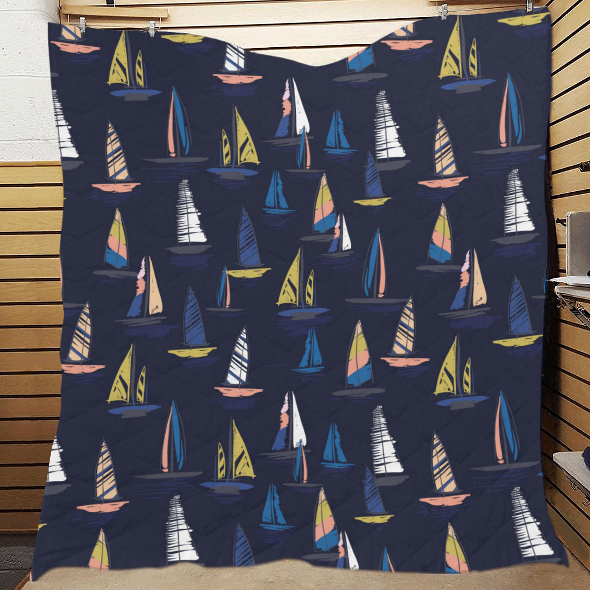 Sailing Ships Pattern Print Design A03 Premium Quilt