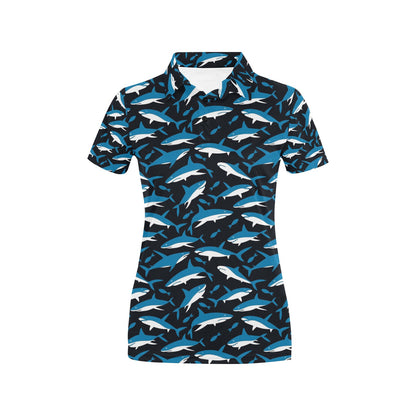 Shark Print Design LKS303 Women's Polo Shirt