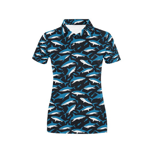 Shark Print Design LKS303 Women's Polo Shirt