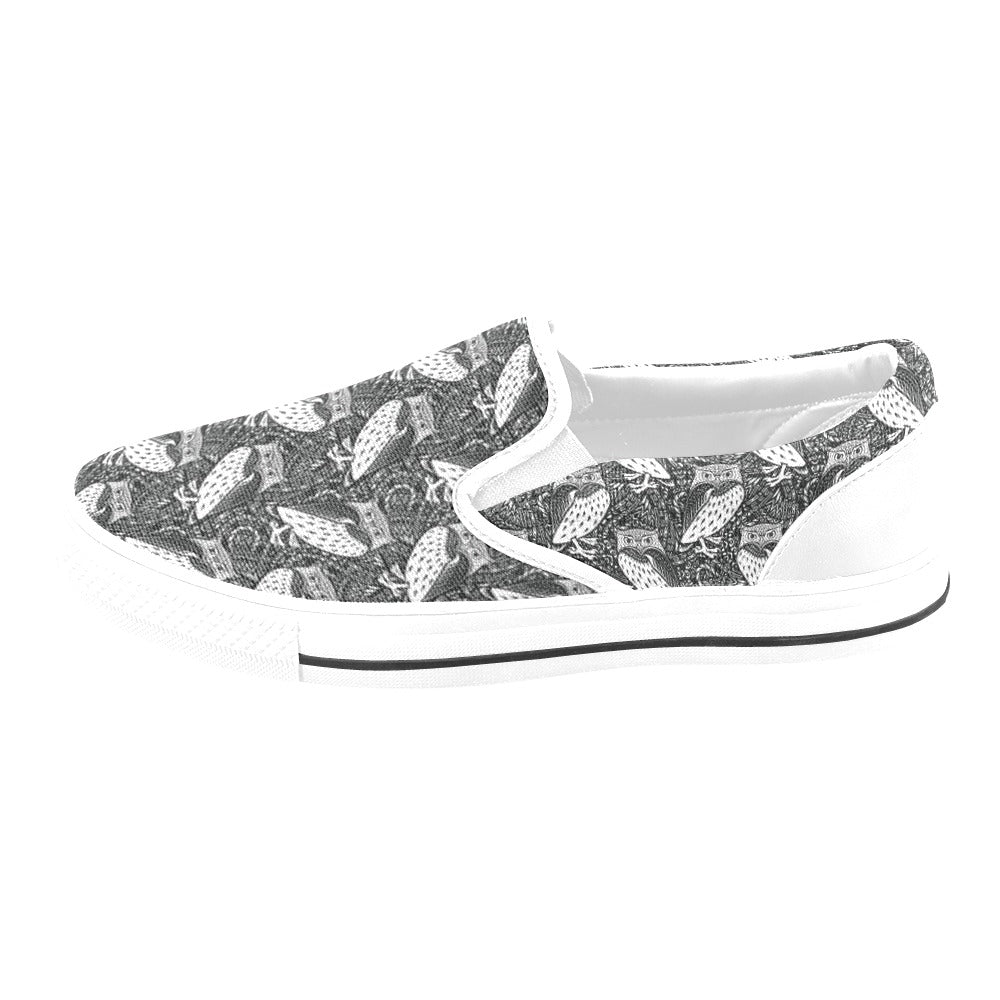Tribal Pattern Print Design LKS308 White Slip Ons Canvas Women's Shoes