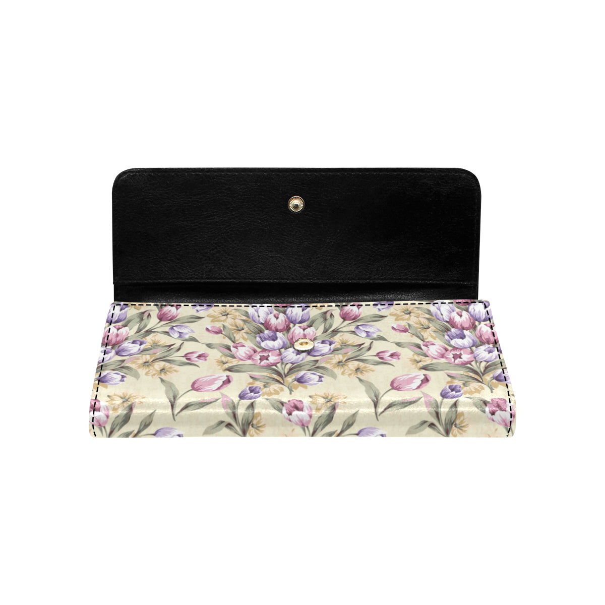 Tulip Pattern Print Design TP04 Women's Trifold Wallet