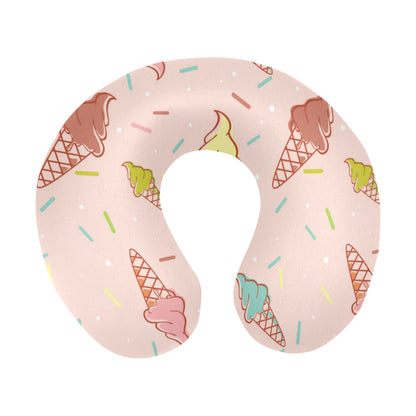 Ice Cream Pattern Print Design 02 U-Shaped Travel Neck Pillow