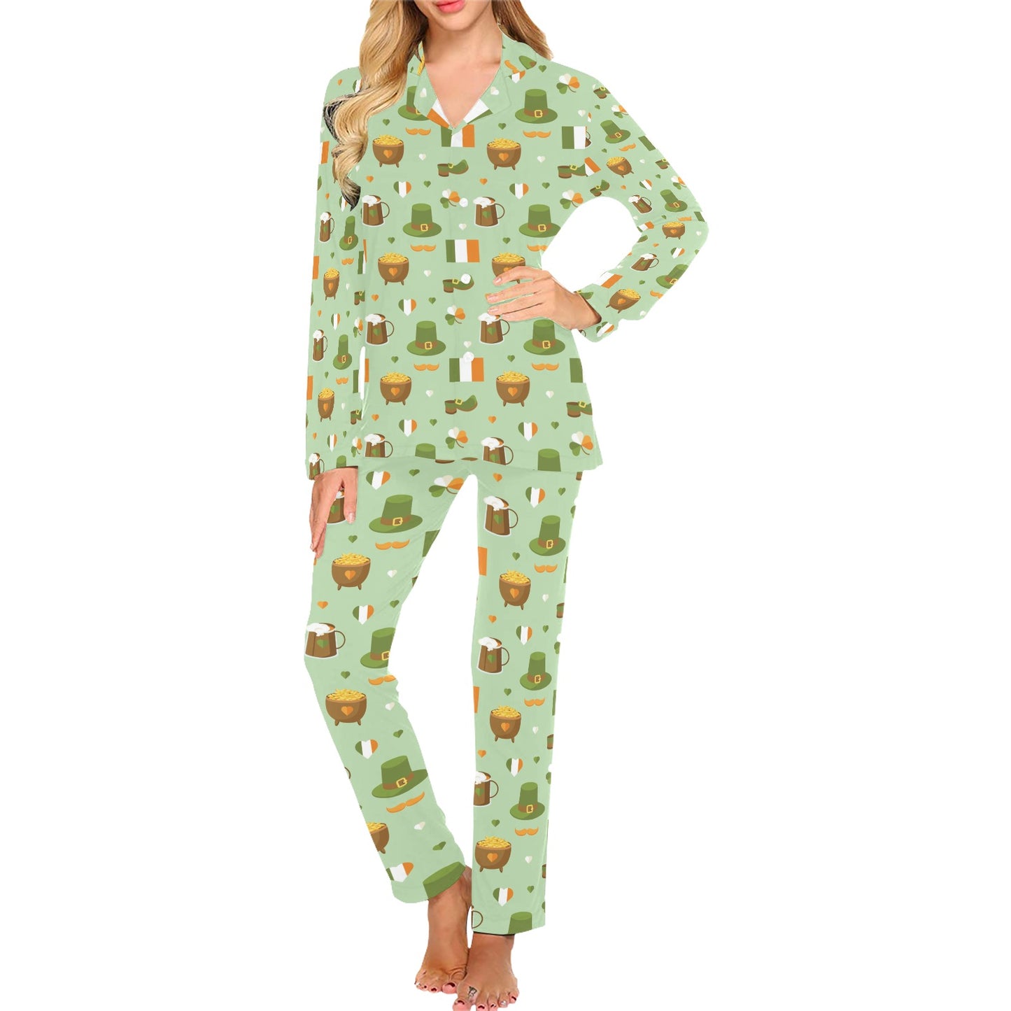 St Patricks Day Print Design LKS302 Women's Long Pajama Set