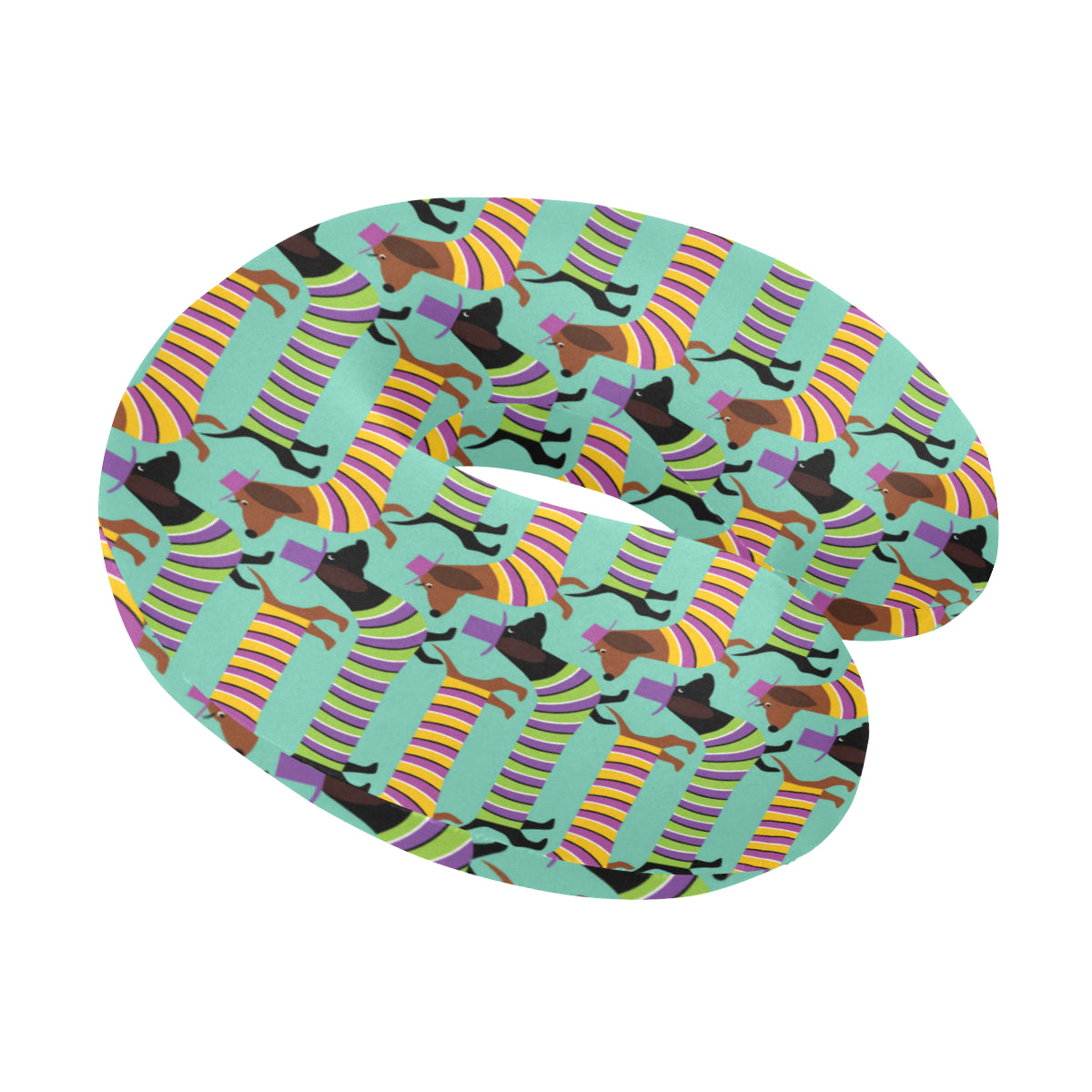 Dachshund Pattern Print Design 05 U-Shaped Travel Neck Pillow