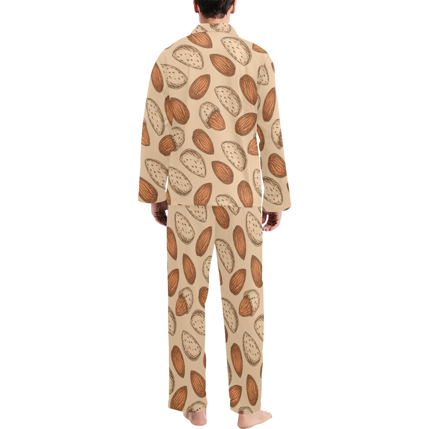 Almond Pattern Print Design 04 Men's Long Pajama Set