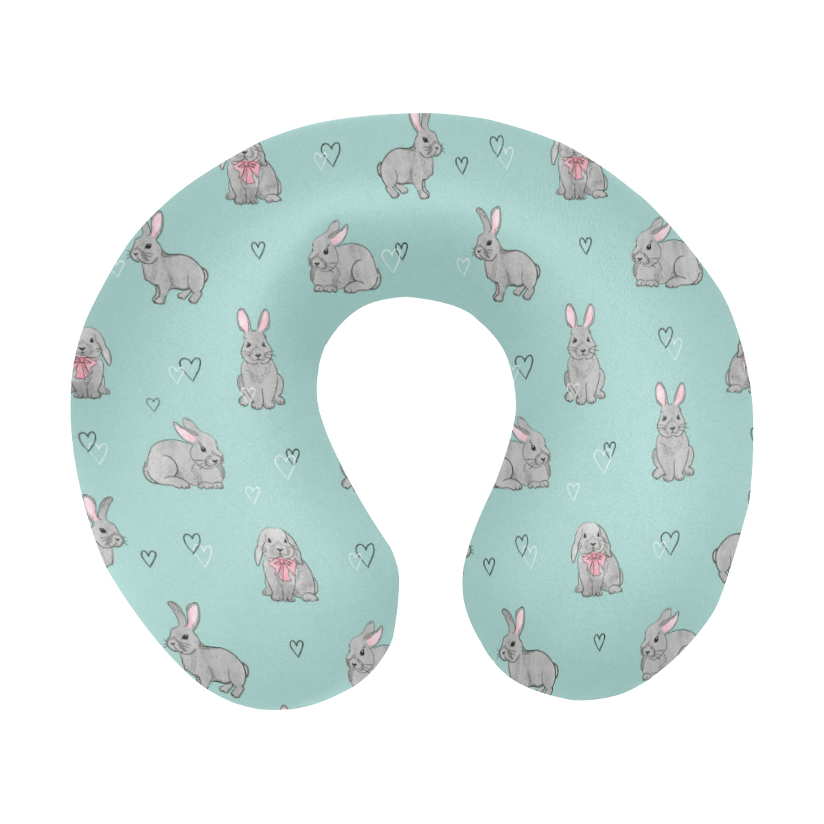 Bunny Pattern Print Design 02 U-Shaped Travel Neck Pillow