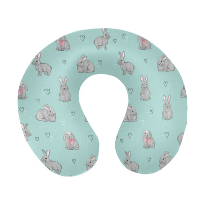 Bunny Pattern Print Design 02 U-Shaped Travel Neck Pillow