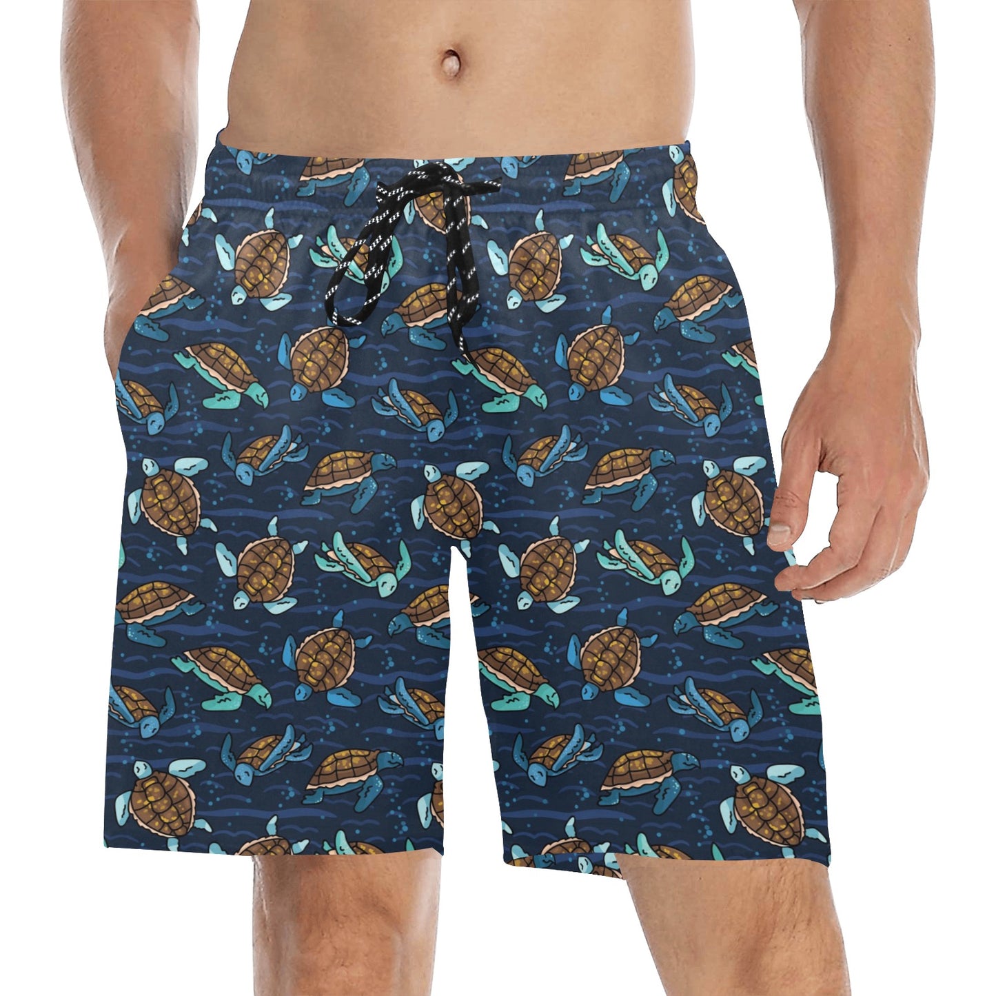 Sea Turtle Print Design LKS3011 Men's Swim Trunks Beach Shorts