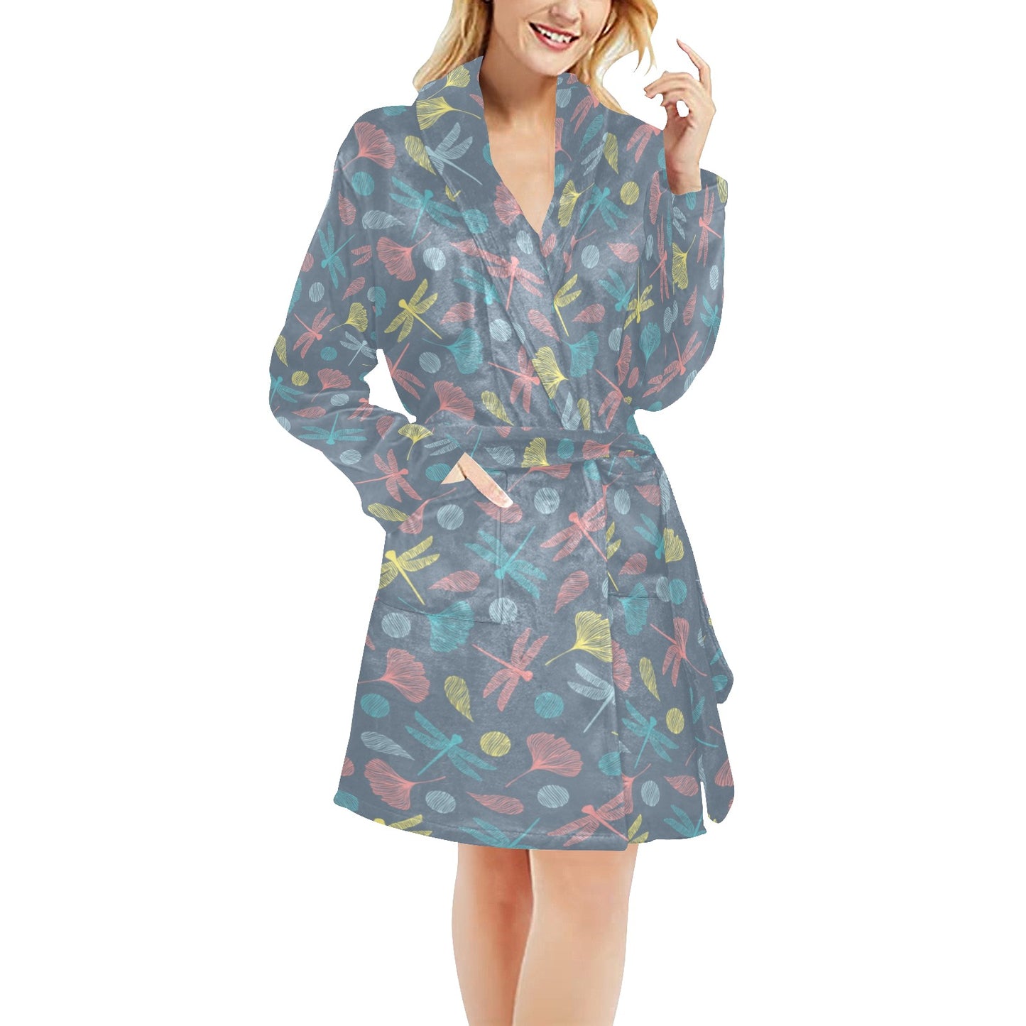 Dragonfly Print Design LKS403 Women's Fleece Robe