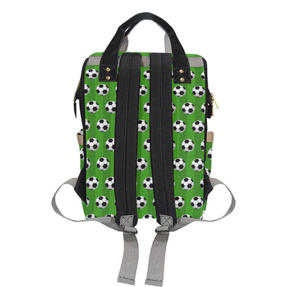 Soccer Ball Green Backgrpund Print Diaper Bag Backpack