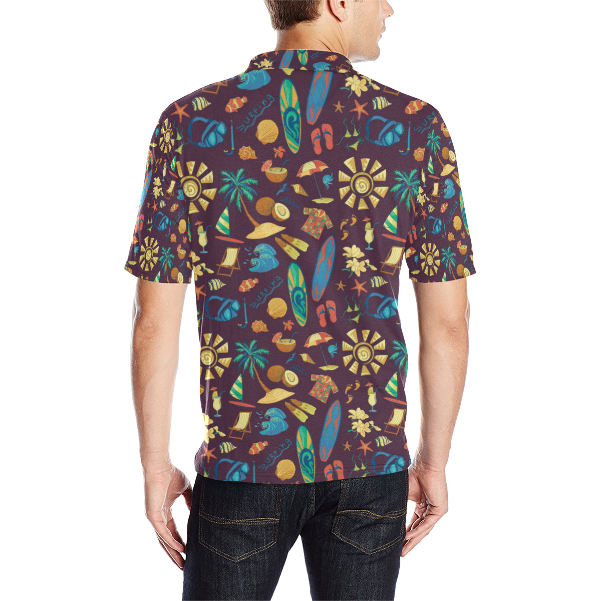 Aloha Hawaii Pattern Print Design 01 Men Polo Shirt
