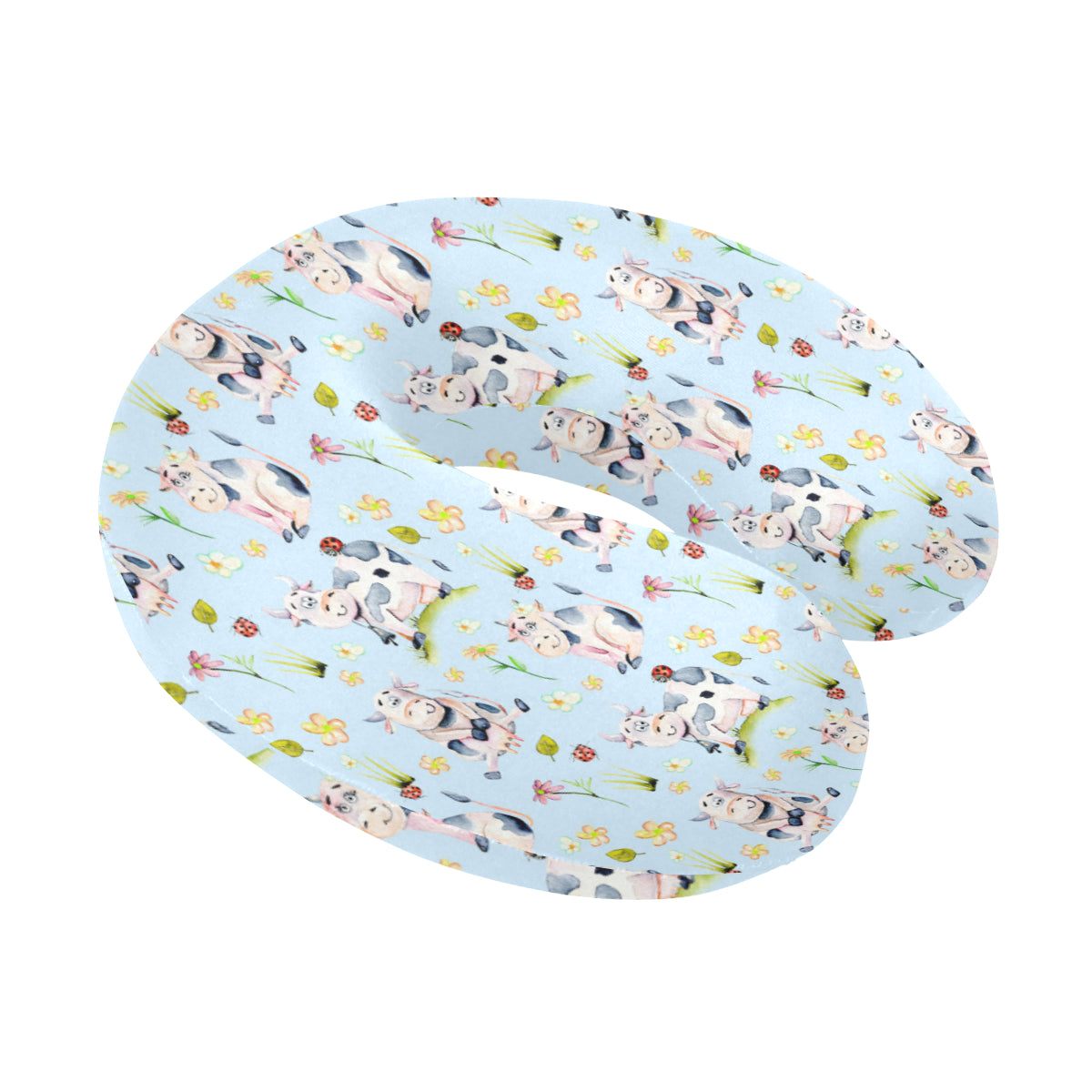 Cow Happy Pattern Print Design 05 U-Shaped Travel Neck Pillow