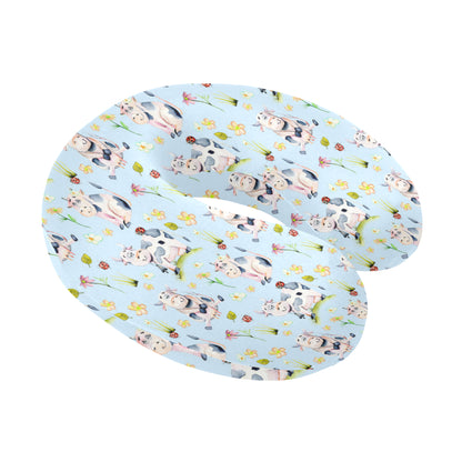 Cow Happy Pattern Print Design 05 U-Shaped Travel Neck Pillow
