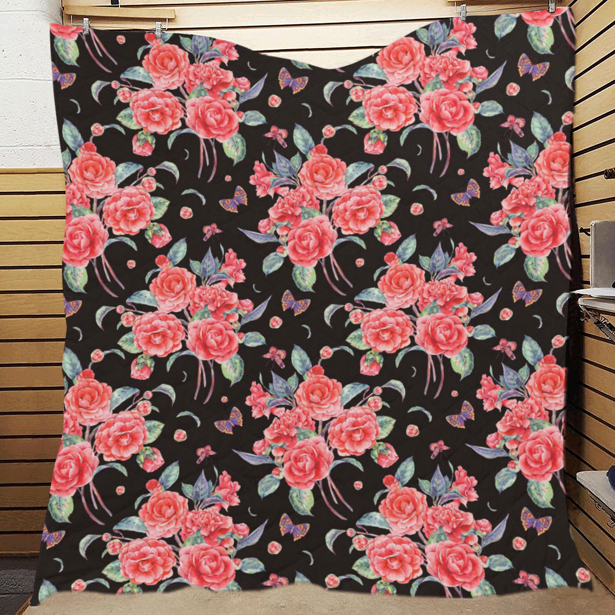 Camellia Pattern Print Design CM03 Premium Quilt