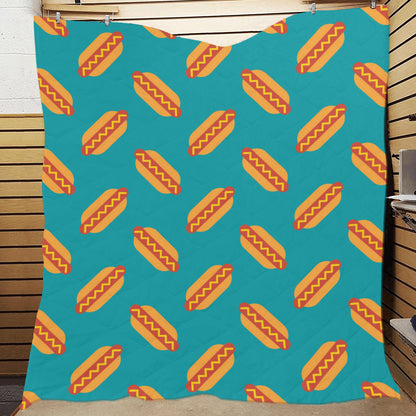 Hot Dog Pattern Print Design 03 Premium Quilt