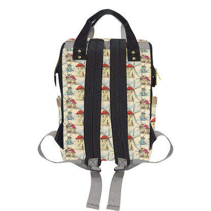 Windmill Pattern Print Design 01 Diaper Bag Backpack