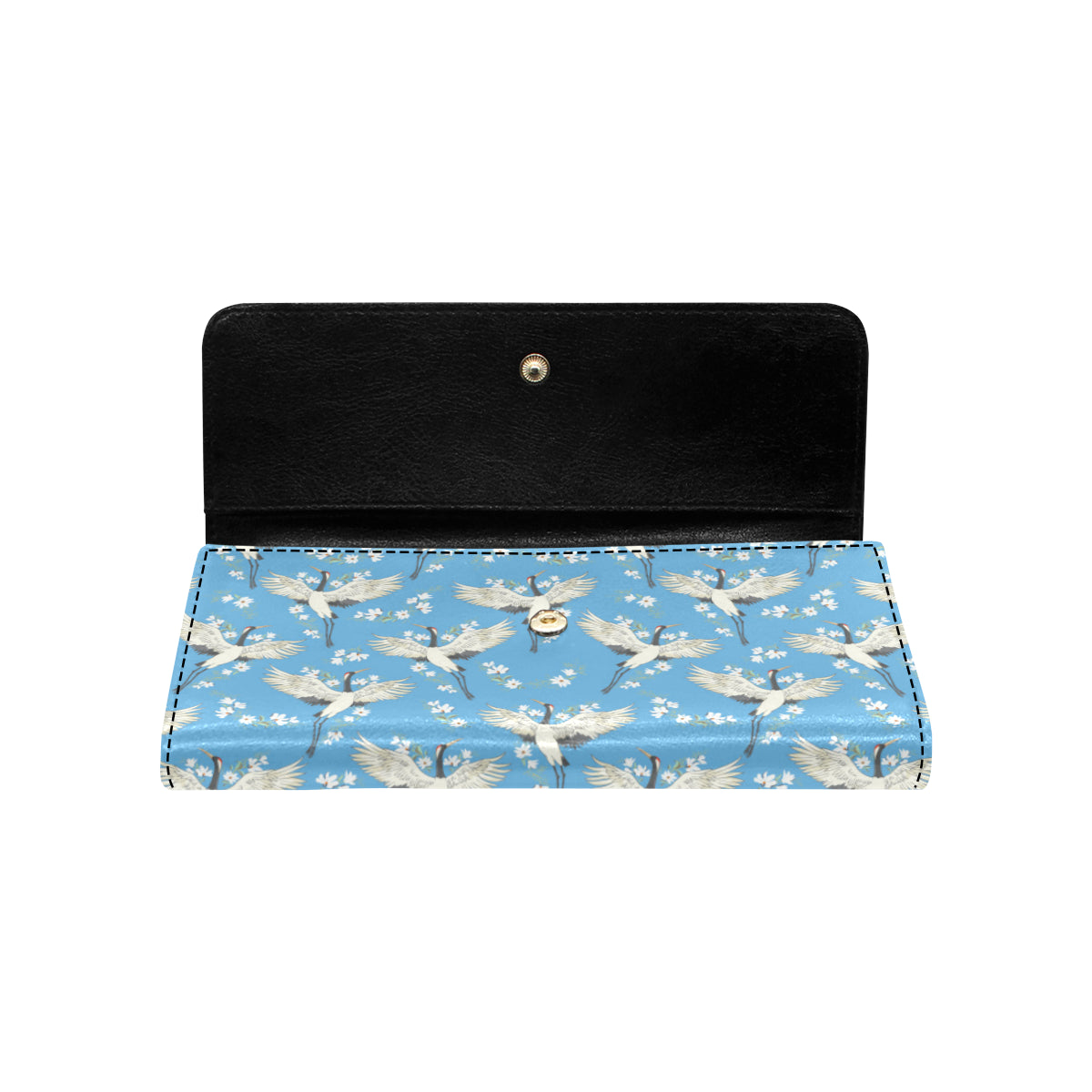 Crane Pattern Print Design 03 Women's Trifold Wallet