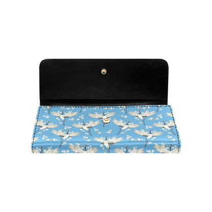 Crane Pattern Print Design 03 Women's Trifold Wallet