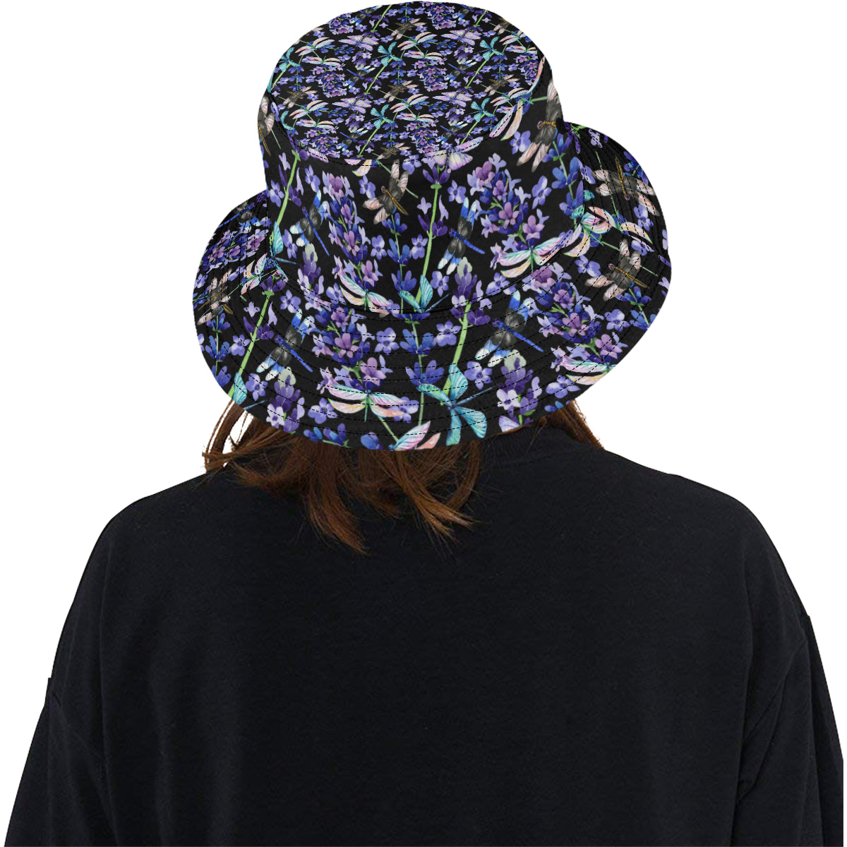 Lavender Dragonfly Pattern Print Design LV03 Unisex Bucket Hat