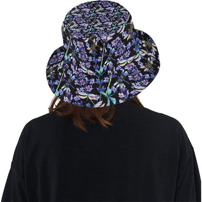 Lavender Dragonfly Pattern Print Design LV03 Unisex Bucket Hat