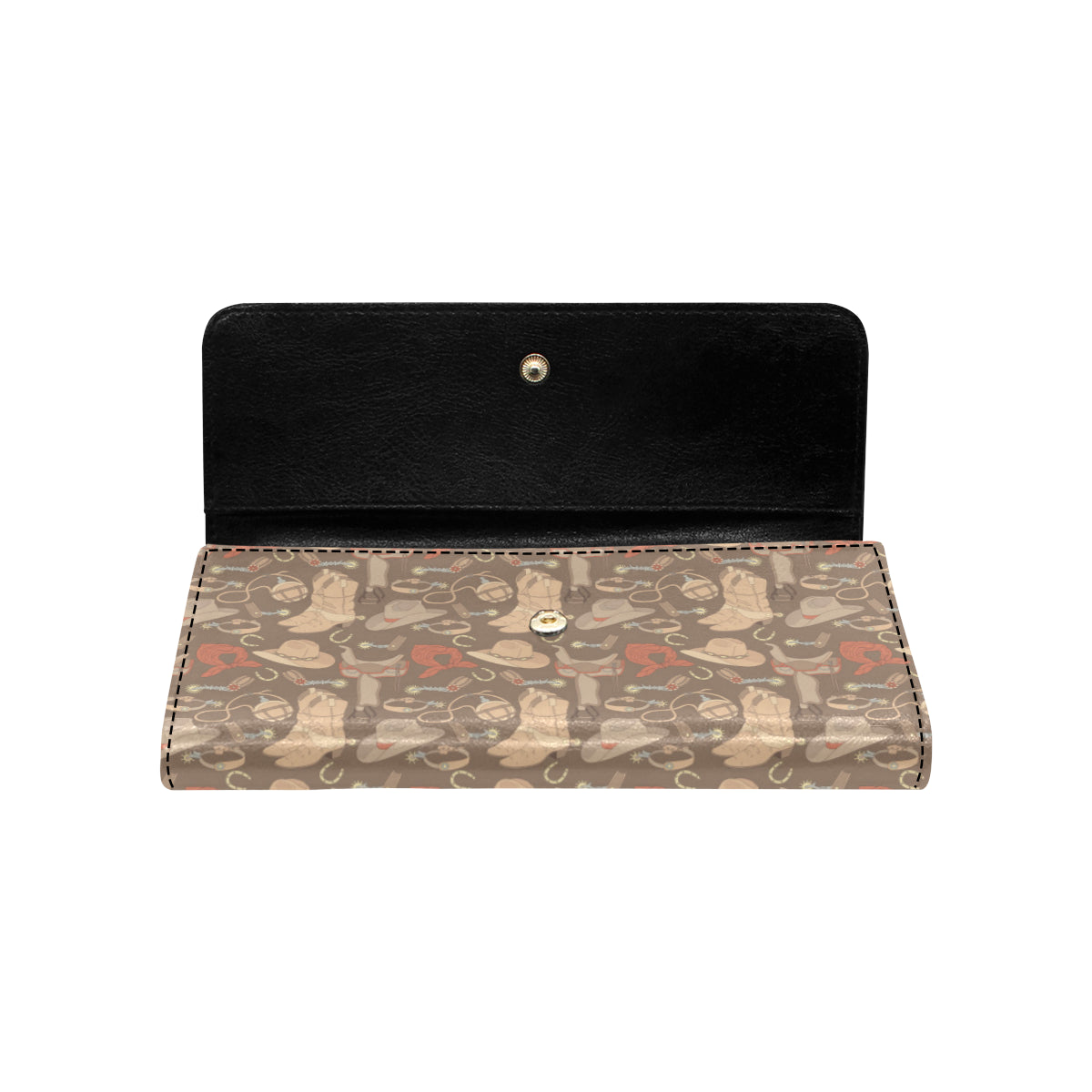 Cowboy Pattern Print Design 02 Women's Trifold Wallet