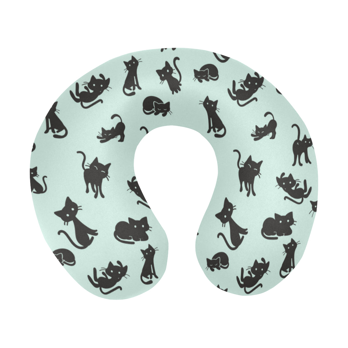 Black Cat Pattern Print Design 04 U-Shaped Travel Neck Pillow