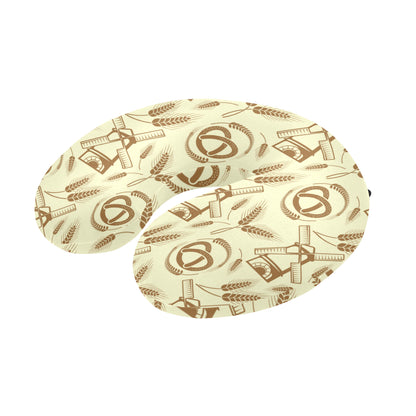 Agricultural Windmills Print Design 03 U-Shaped Travel Neck Pillow