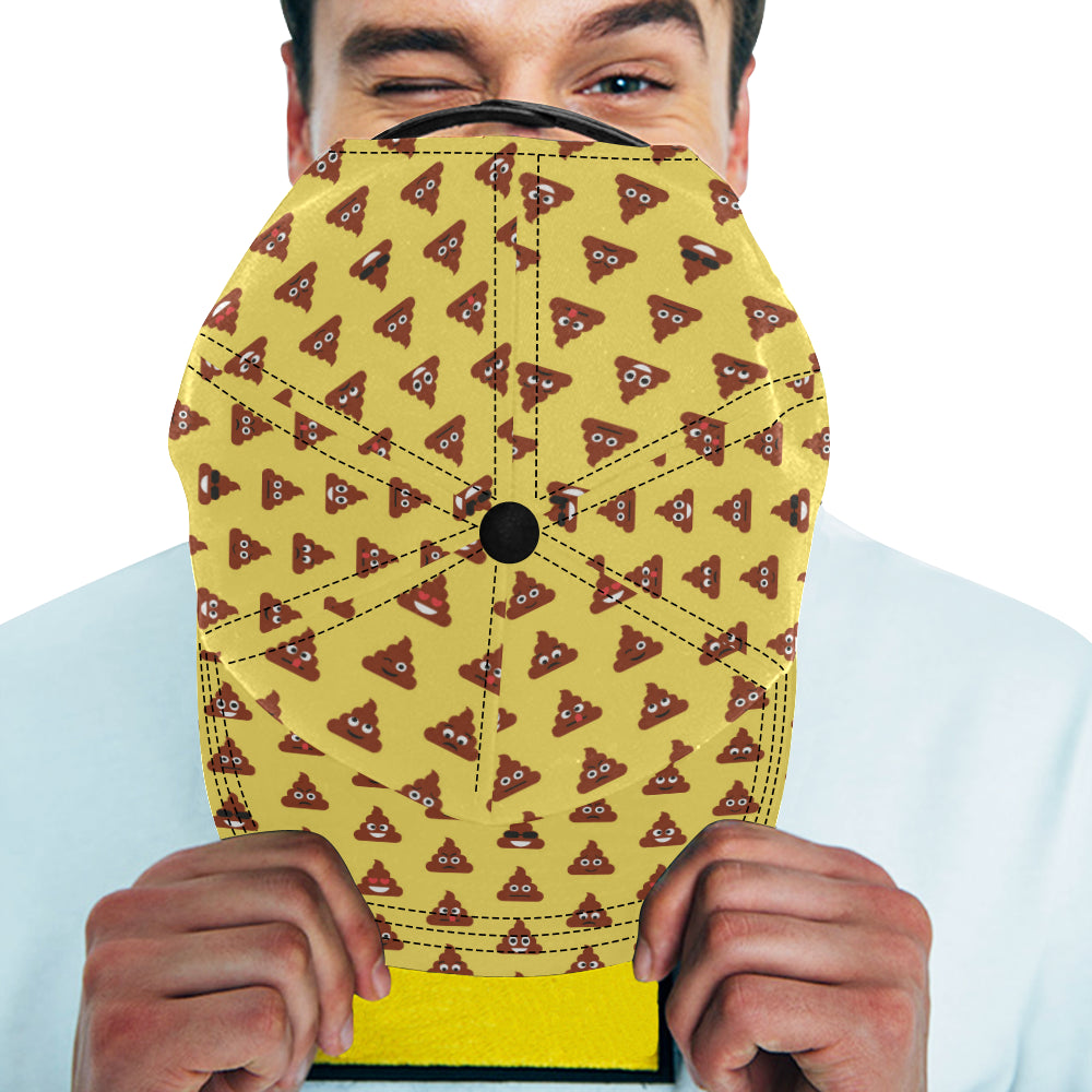 Emoji Poop Print Pattern Snapback Cap