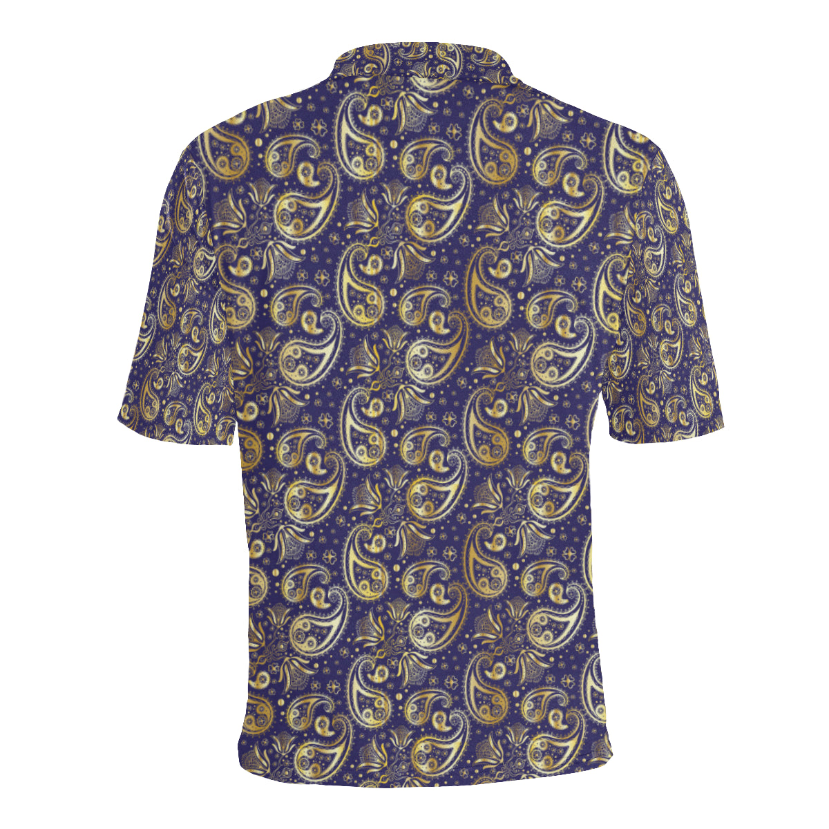 Paisley Blue Yellow Design Print Men Polo Shirt