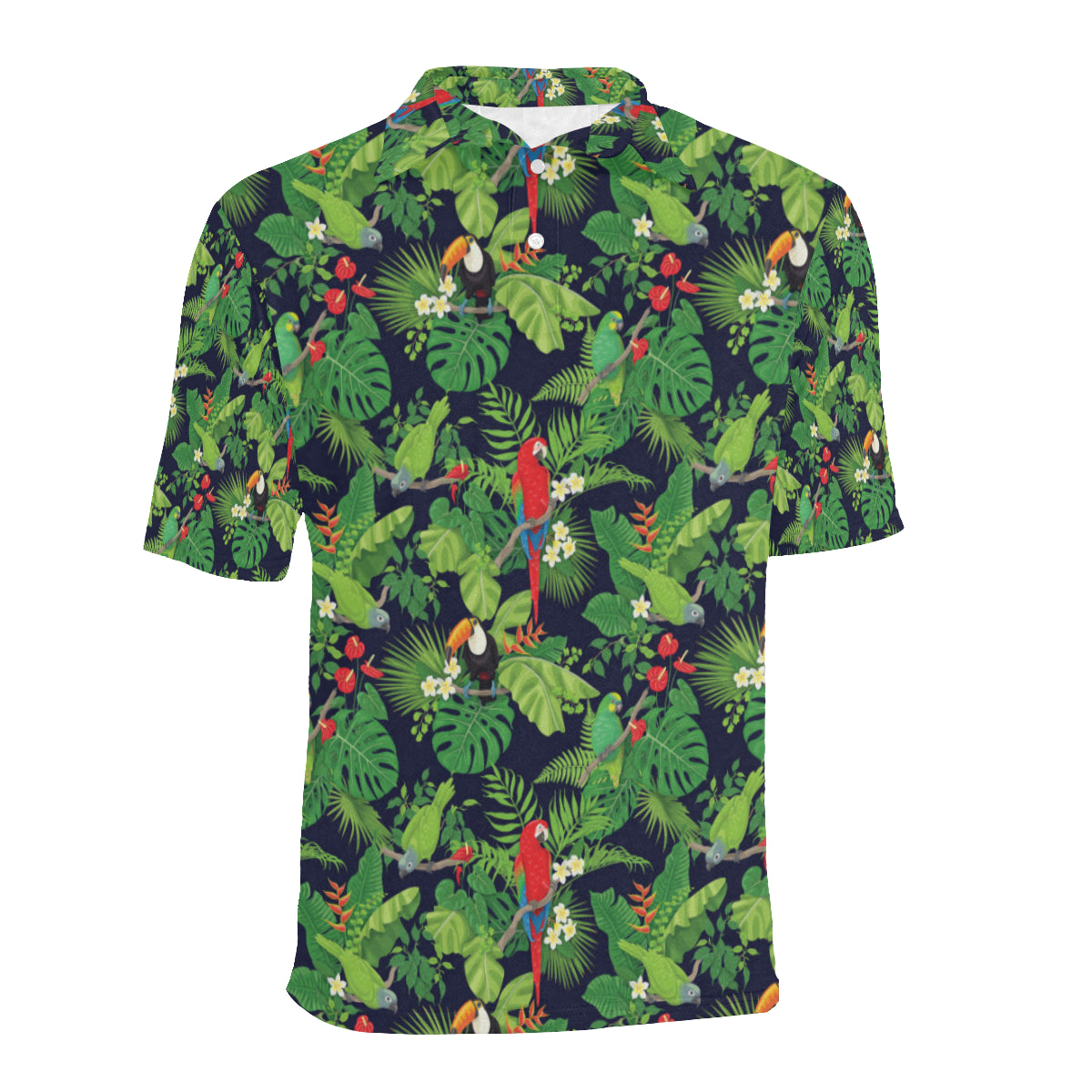 Rainforest Parrot Pattern Print Design A03 Men Polo Shirt