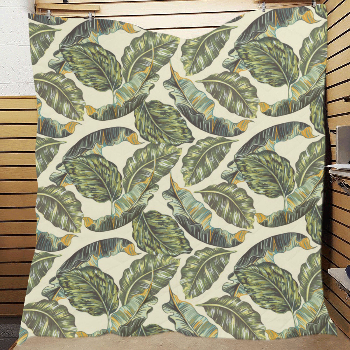 Banana Leaf Pattern Print Design BL08 Premium Quilt