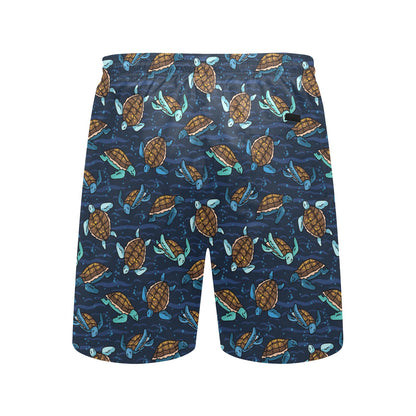Sea Turtle Print Design LKS3011 Men's Swim Trunks Beach Shorts