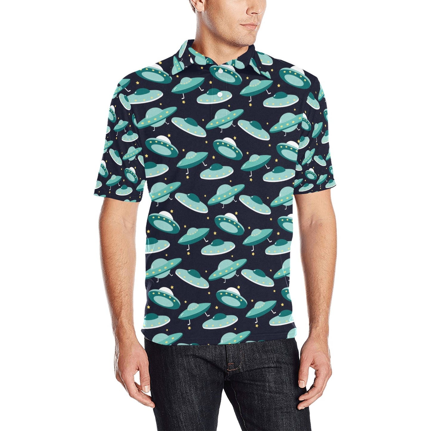 UFO Print Design LKS304 Men Polo Shirt