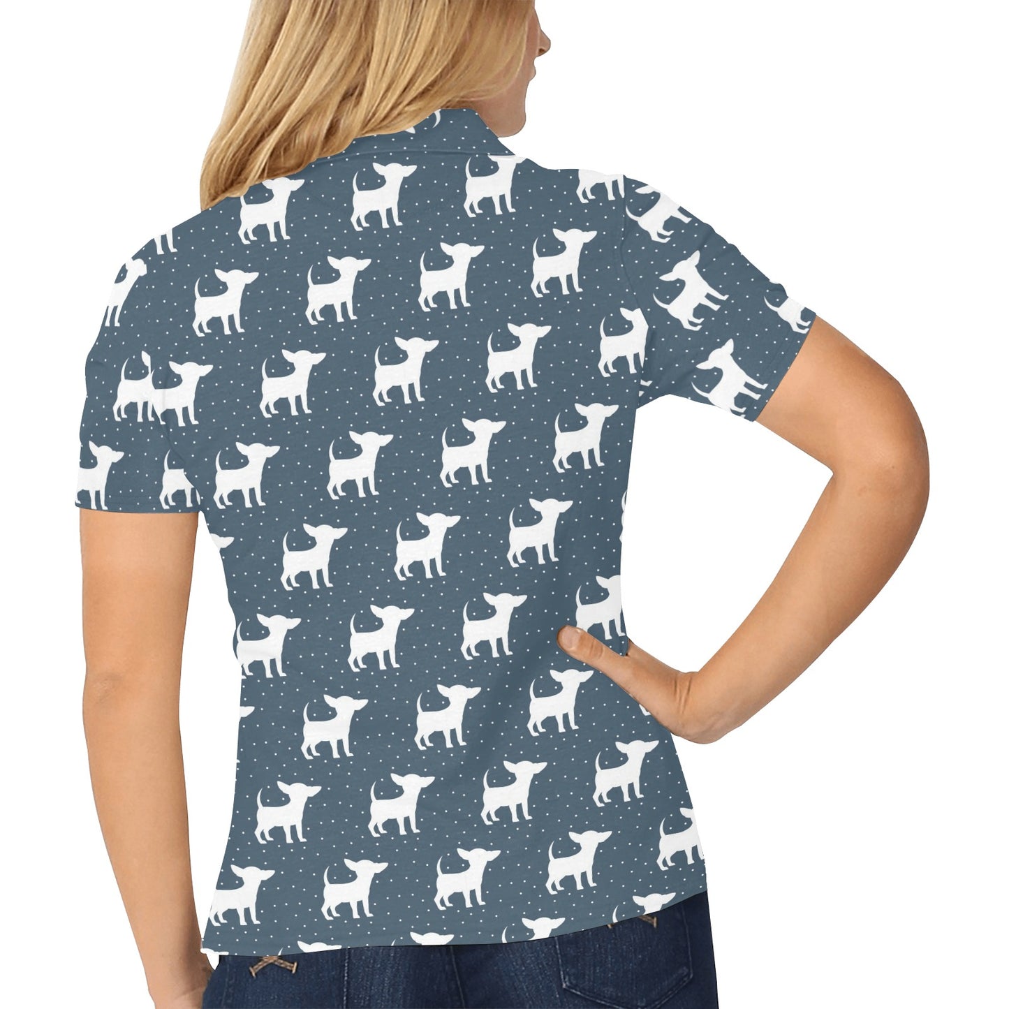 Chihuahua Pattern Print Design 03 Women's Polo Shirt