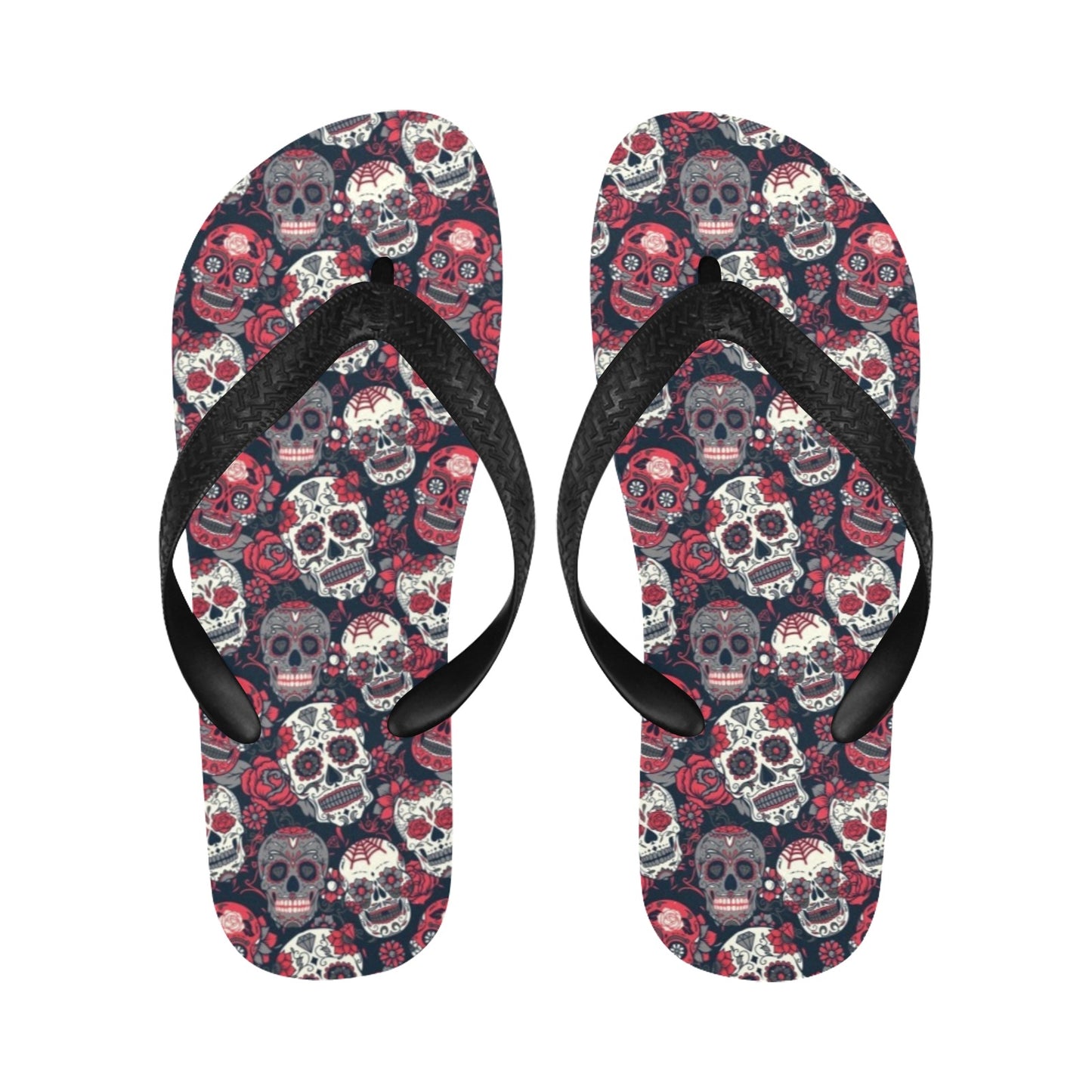 Sugar Skull Print Design LKS303 Flip Flops