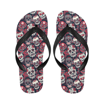 Sugar Skull Print Design LKS303 Flip Flops