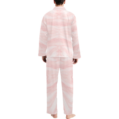 Marble Pattern Print Design 03 Men's Long Pajama Set