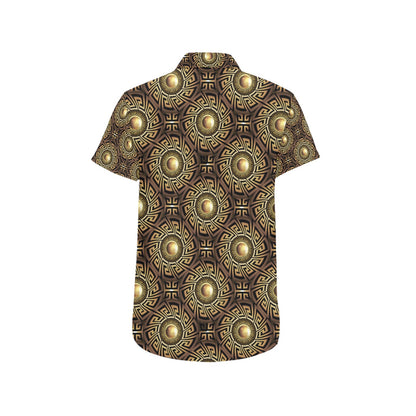 Ancient Greek Print Design LKS3012 Men Short Sleeve Button Up Shirt