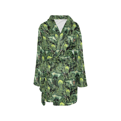 Dinosaur T Rex Print Pattern Women's Fleece Robe