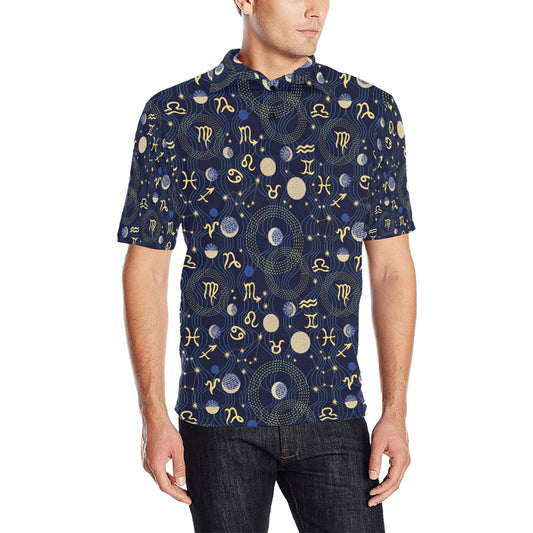 Zodiac Print Design LKS302 Men Polo Shirt