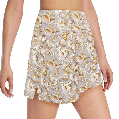Seashell Print Design LKS309 17" Golf & Pickleball Skort with Pockets