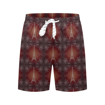Eiffel Tower Drawing Print Men's Swim Trunks Beach Shorts