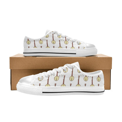 Banjo Print Design LKS402 Women's White Low Top Shoes